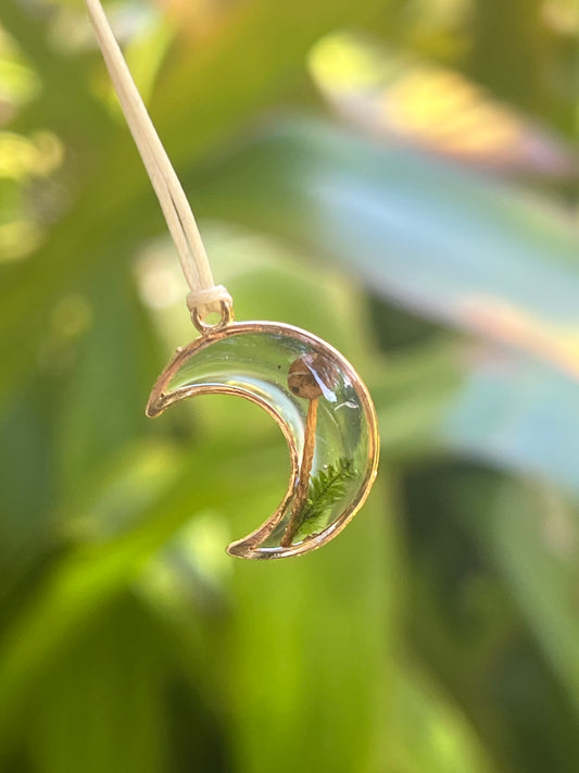 Real Mushroom Moon Necklace