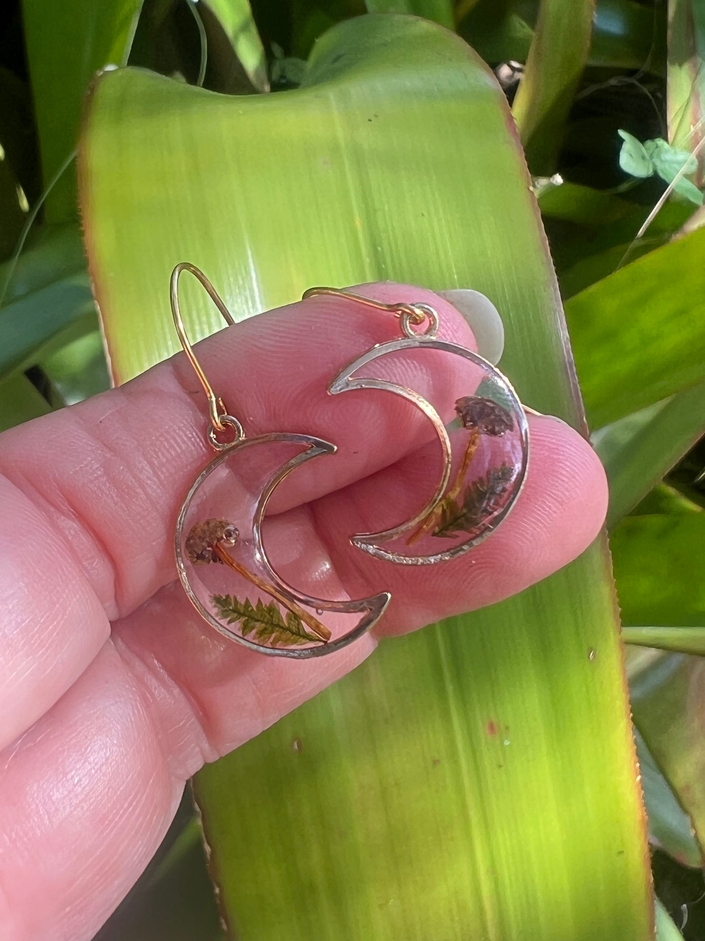 Real Mushroom Earrings - 18k Gold Plated Hooks