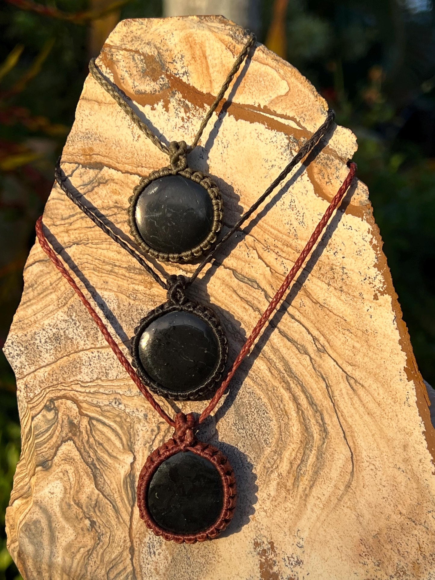 Shungite Hand Woven Necklace ~ Protection, Grounding, Strength