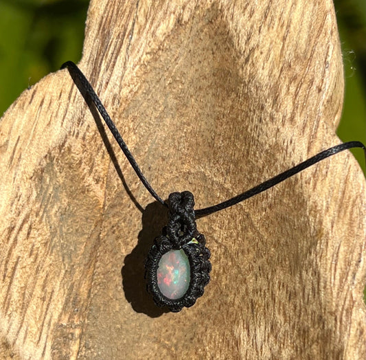 Ethiopian Opal Mini Minamalist Necklace ~ Love, Hope, Creativity
