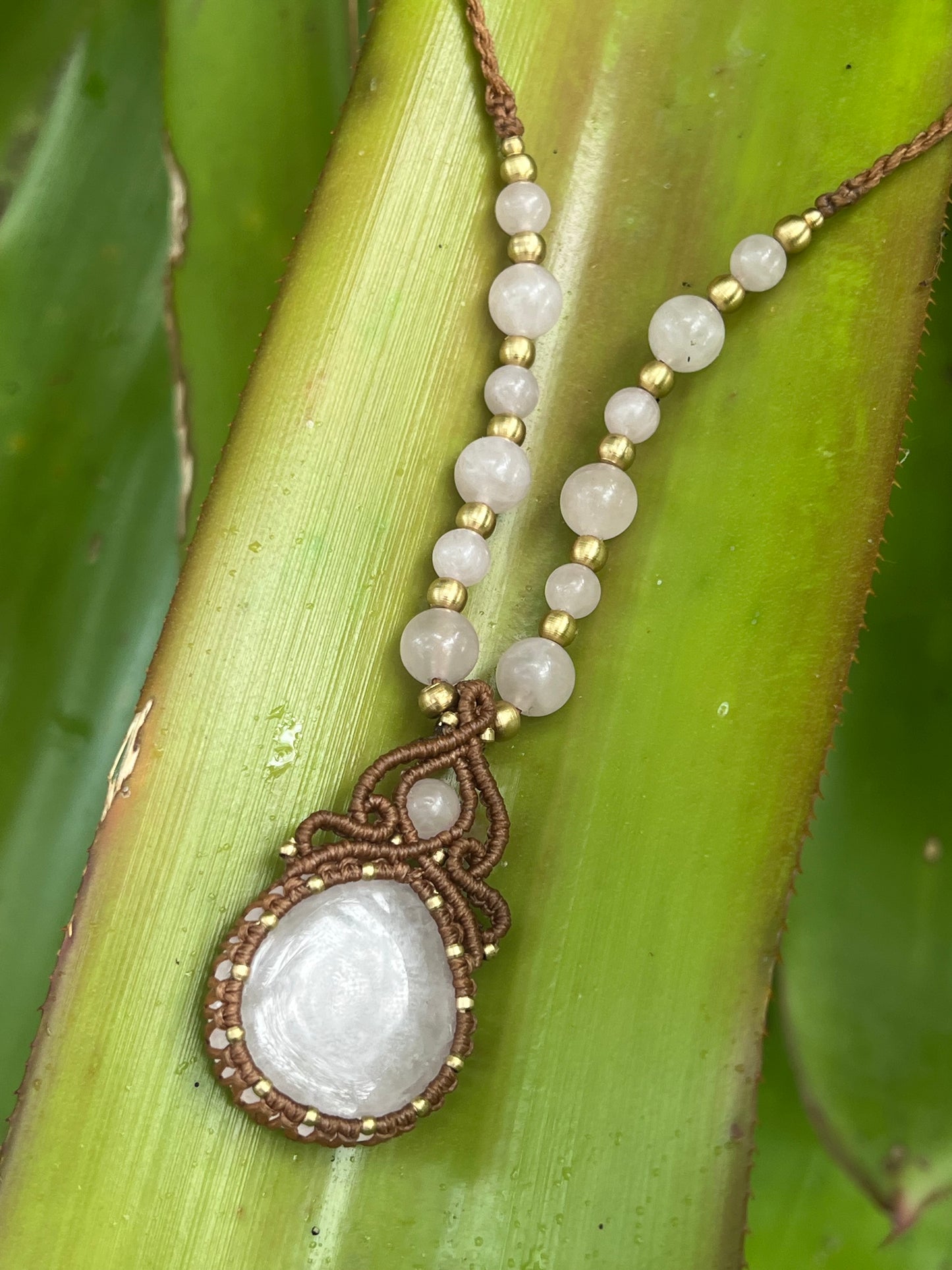 Rose Quartz Macrame Necklace