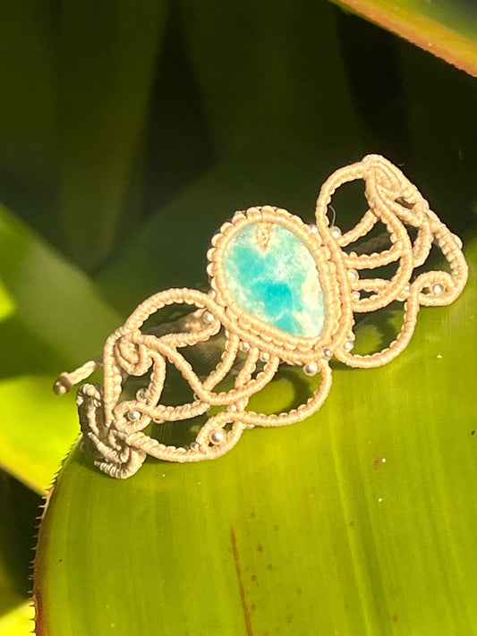 Blue Aragonite Hand Woven Bracelet ~ Peace, Calm, Patience
