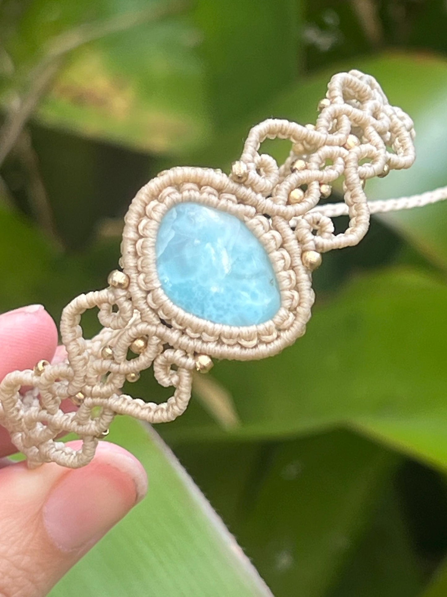 Larimar Hand Woven Bracelet ~ Calm, Communication, Healing