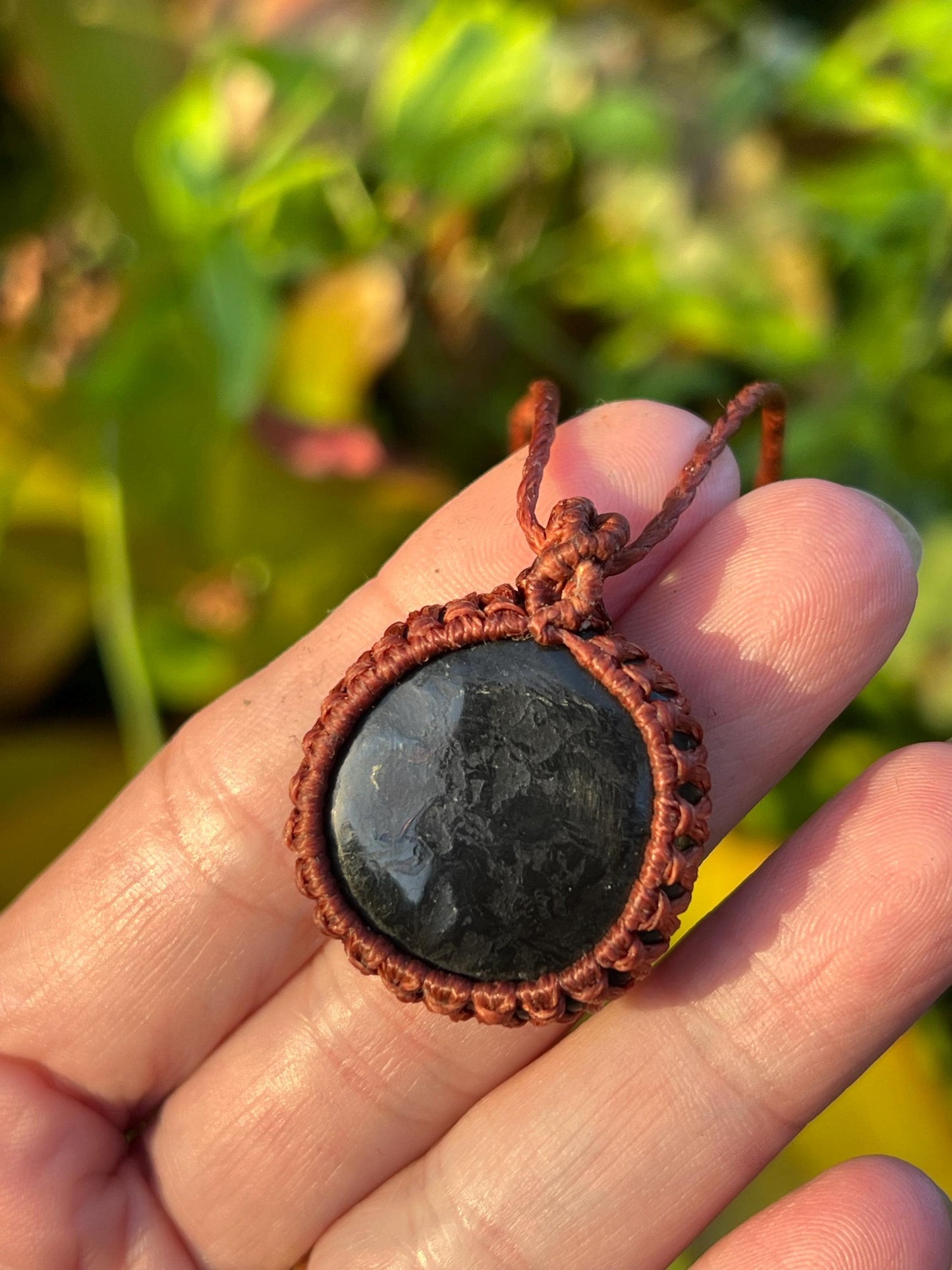 Shungite Hand Woven Necklace ~ Protection, Grounding, Strength