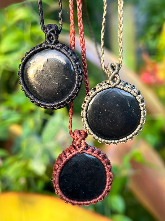 Shungite Hand Woven Necklace ~ Protection, Grounding, Strength
