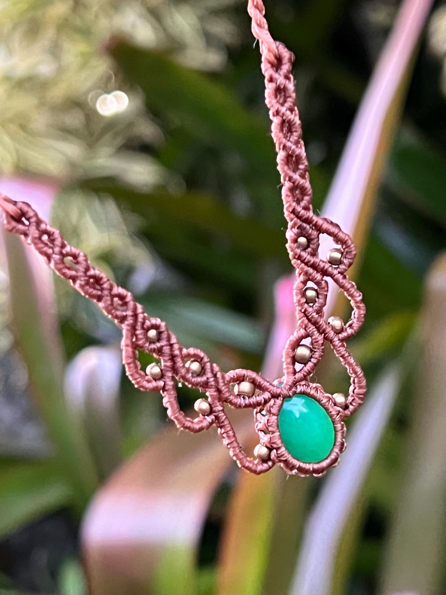 Australian Chrysoprase Hand Woven Necklace ~ Joy, Abundance, Growth