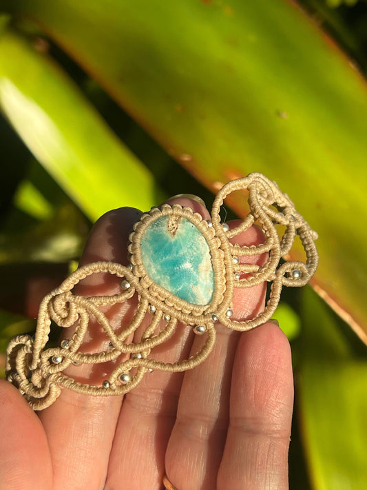 Blue Aragonite Hand Woven Bracelet ~ Peace, Calm, Patience