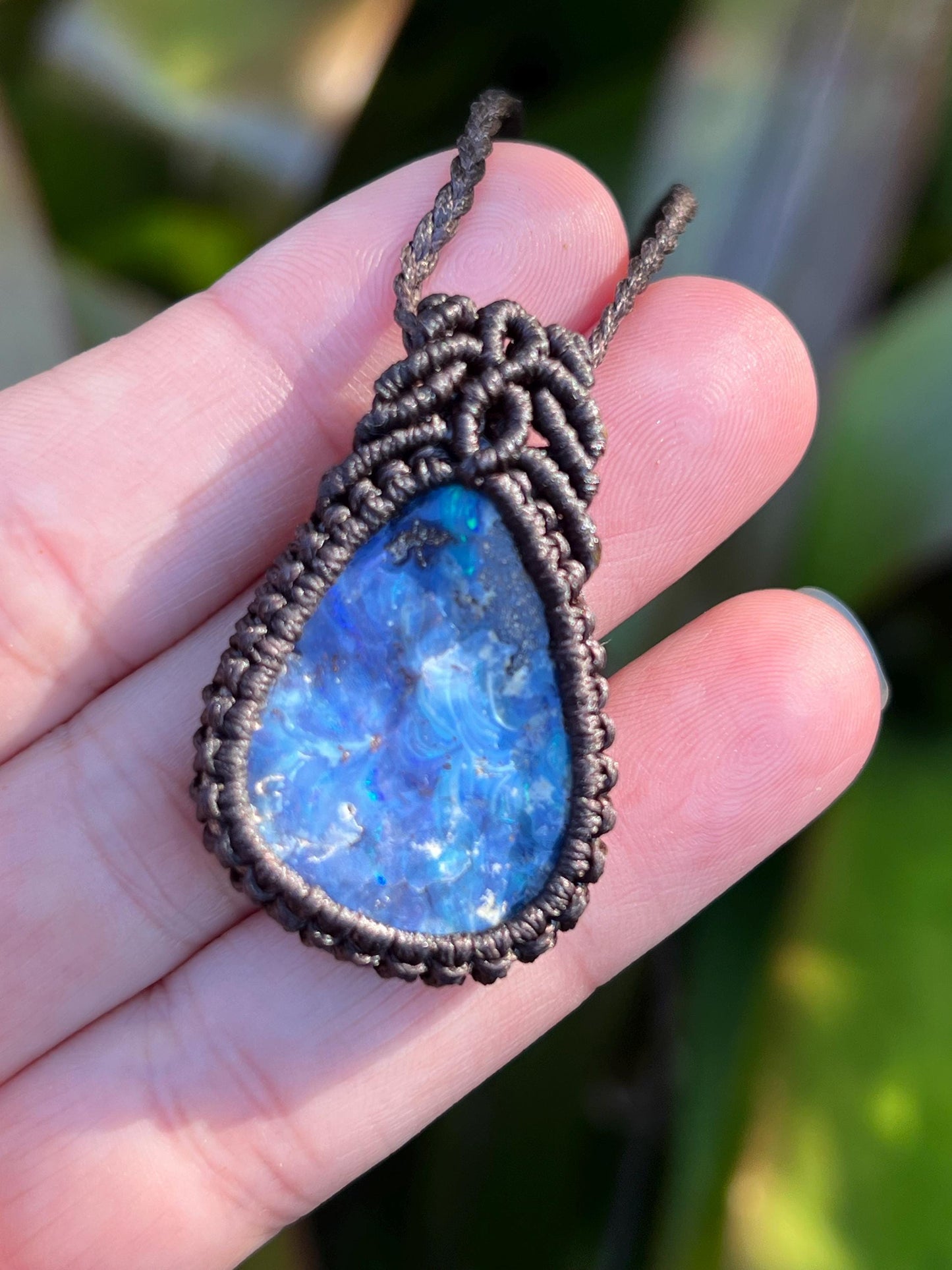 Hand-dug Queensland Boulder Opal Necklace ~ Australian Opal ~ Hand Woven
