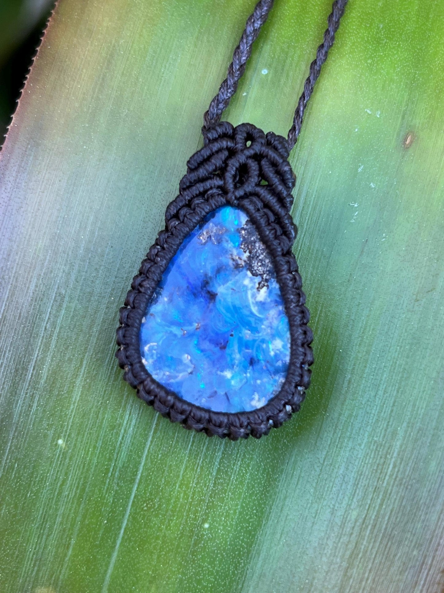 Hand-dug Queensland Boulder Opal Necklace ~ Australian Opal ~ Hand Woven
