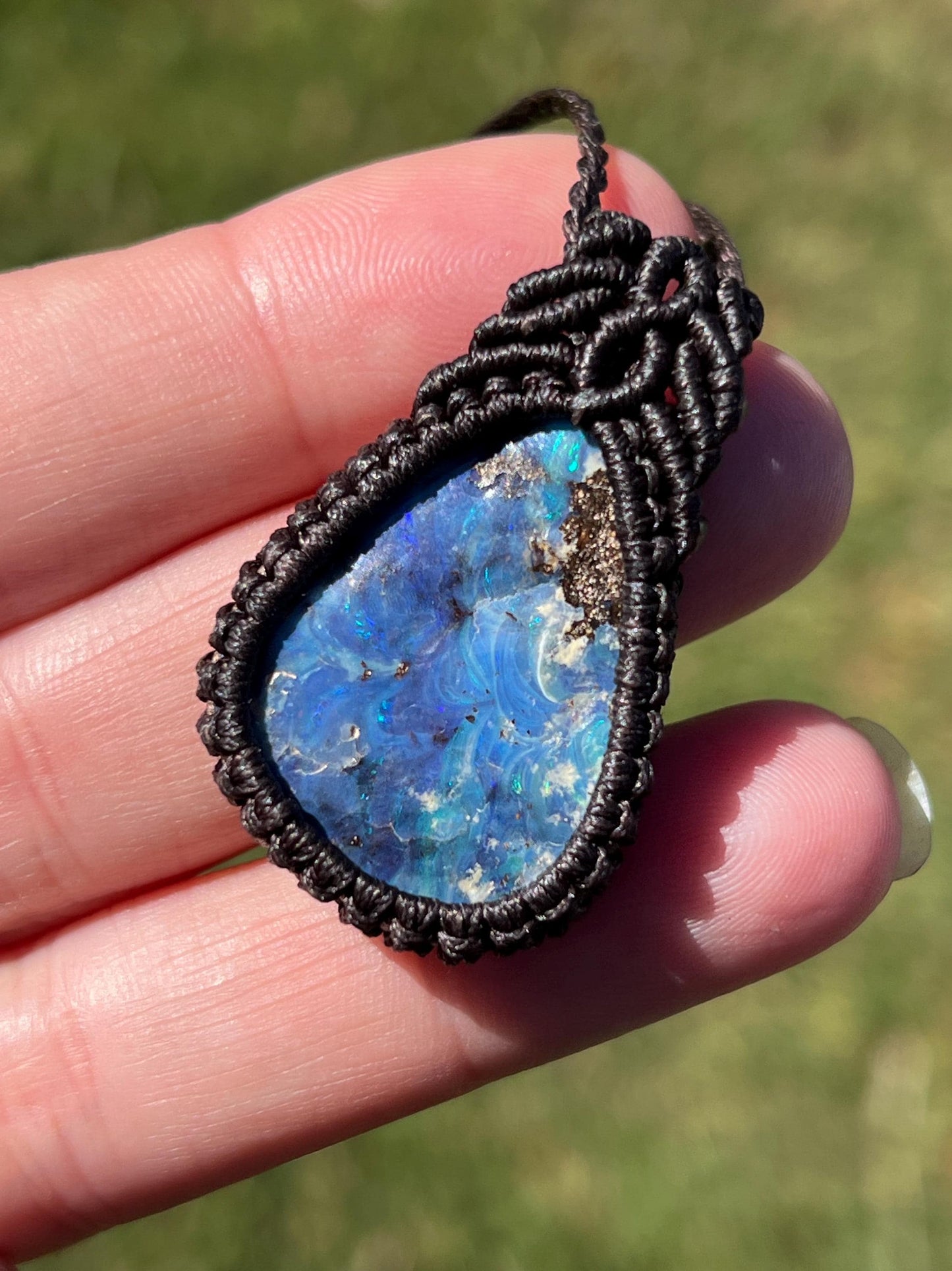 Hand-dug Queensland Boulder Opal Necklace ~ Australian Opal ~ Hand Woven