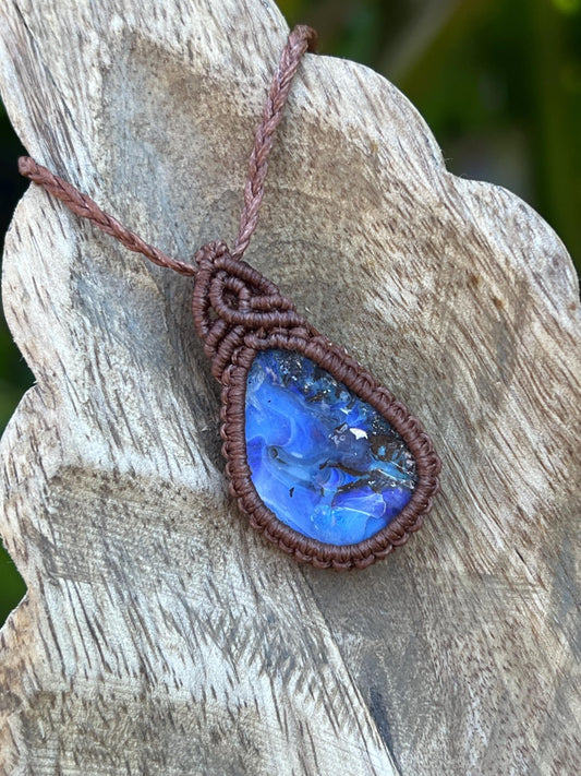 Hand-dug Queensland Boulder Opal Necklace ~ Australian Opal ~ Hand Woven