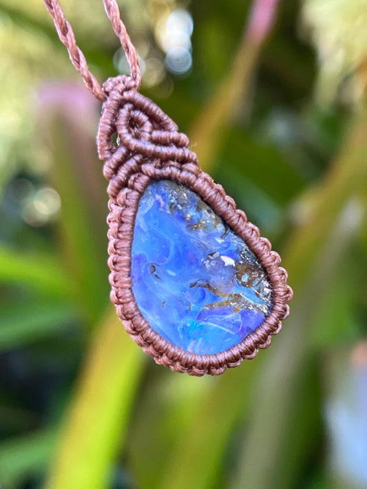 Hand-dug Queensland Boulder Opal Necklace ~ Australian Opal ~ Hand Woven