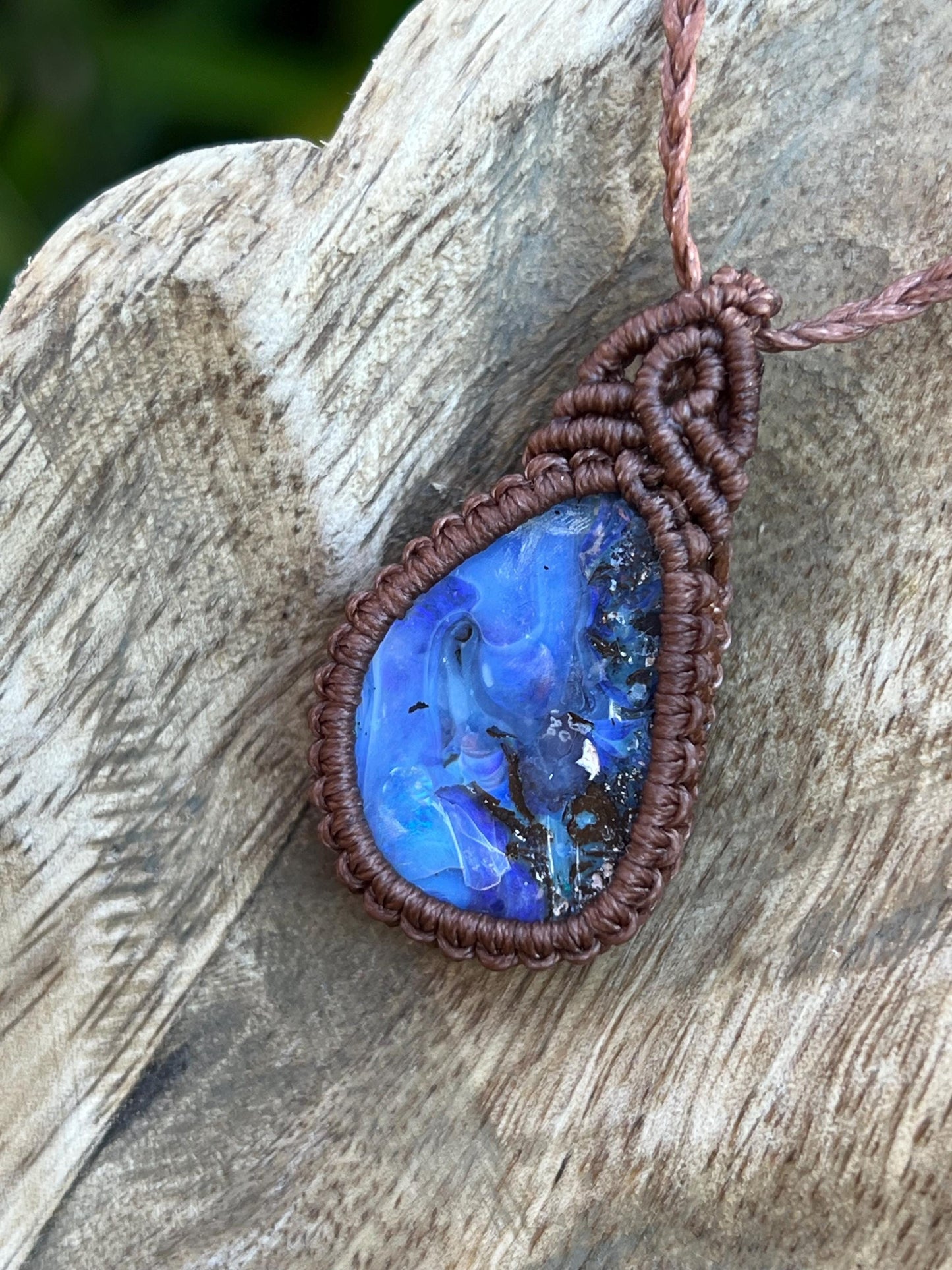 Hand-dug Queensland Boulder Opal Necklace ~ Australian Opal ~ Hand Woven