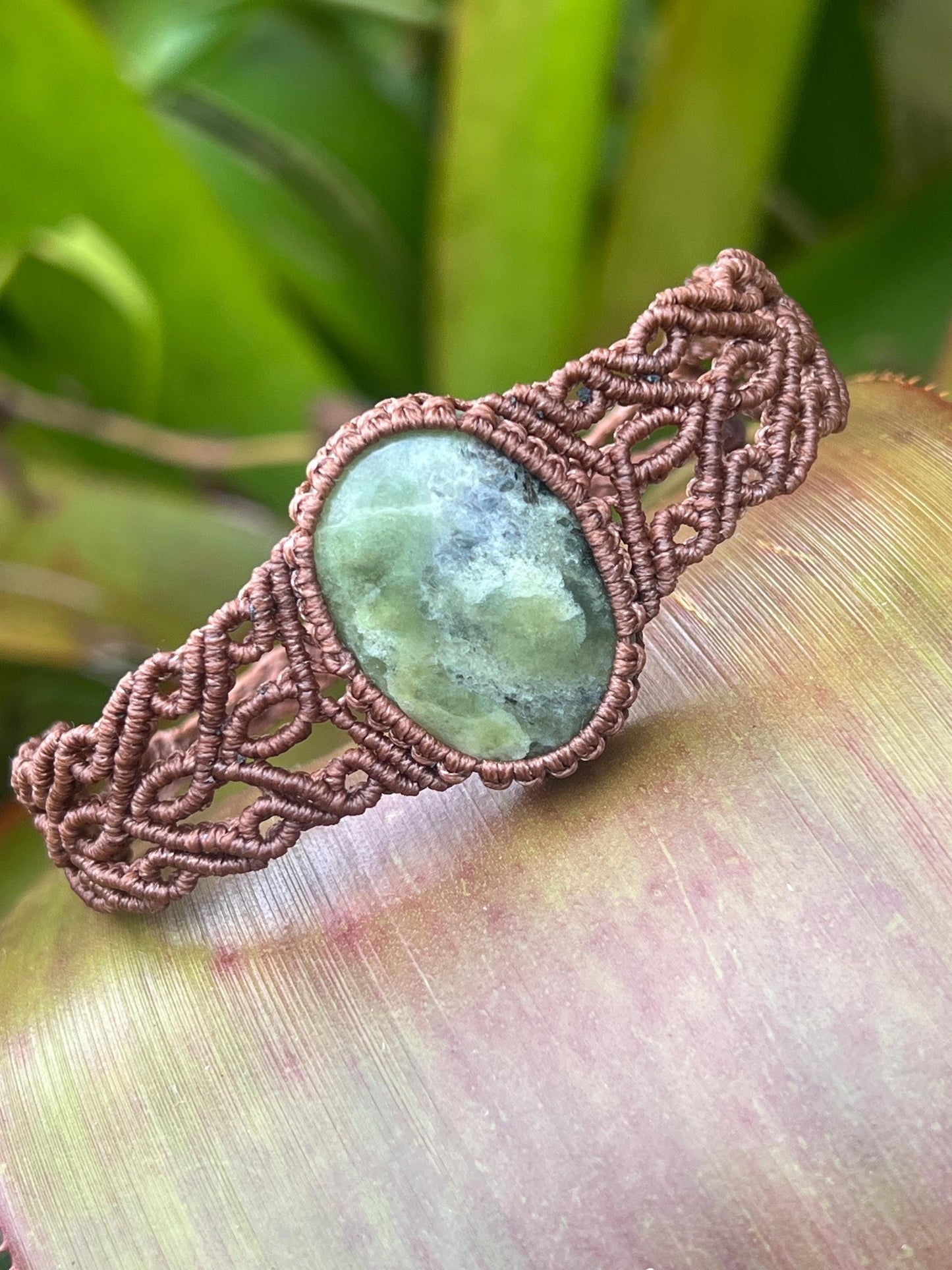 Green Garnet Micro Macramé Bracelet | Unisex Crystal Bracelet | Prosperity & Growth Stone | Handmade Australian Jewellery