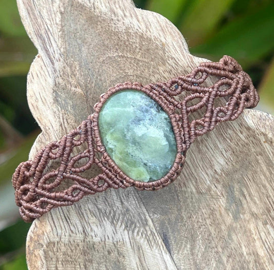 Green Garnet Micro Macramé Bracelet | Unisex Crystal Bracelet | Prosperity & Growth Stone | Handmade Australian Jewellery