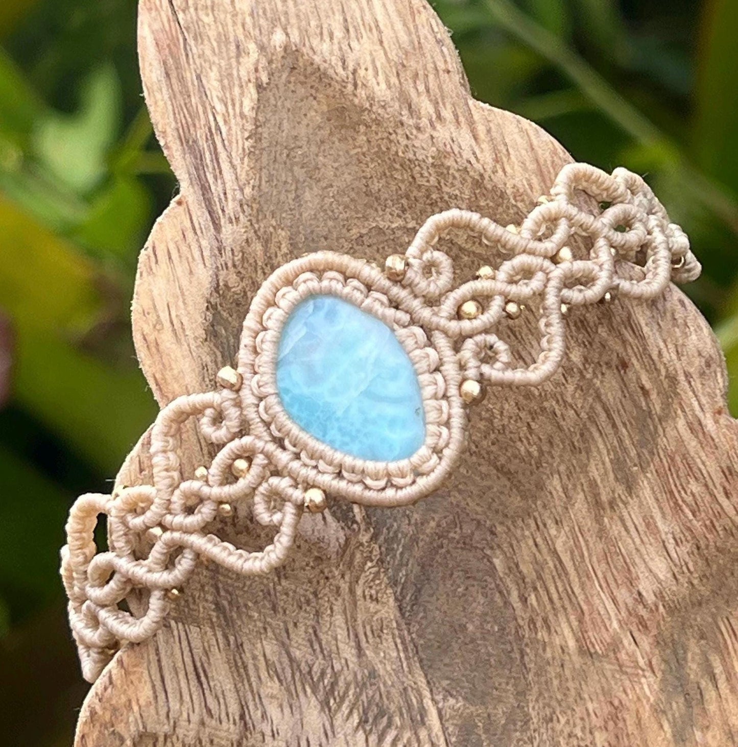 Larimar Hand Woven Bracelet ~ Calm, Communication, Healing