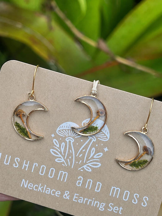Real Mushroom Necklace & Earring Set | Cottagecore Jewellery | Forest Witch Necklace | Nature Inspired Gift | Handmade in Australia
