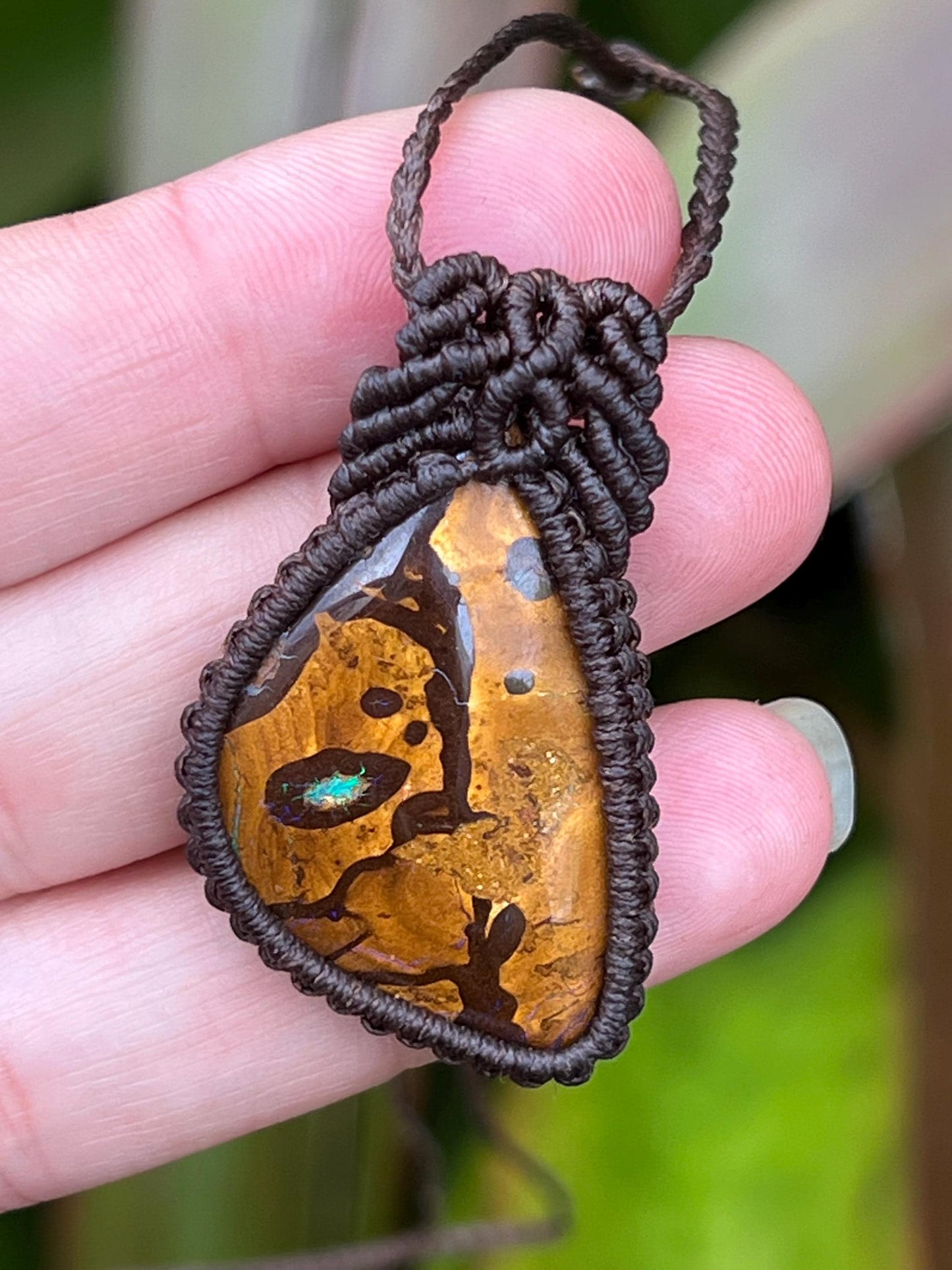 Hand-dug Queensland Boulder Opal Necklace ~ Australian Opal ~ Hand Woven