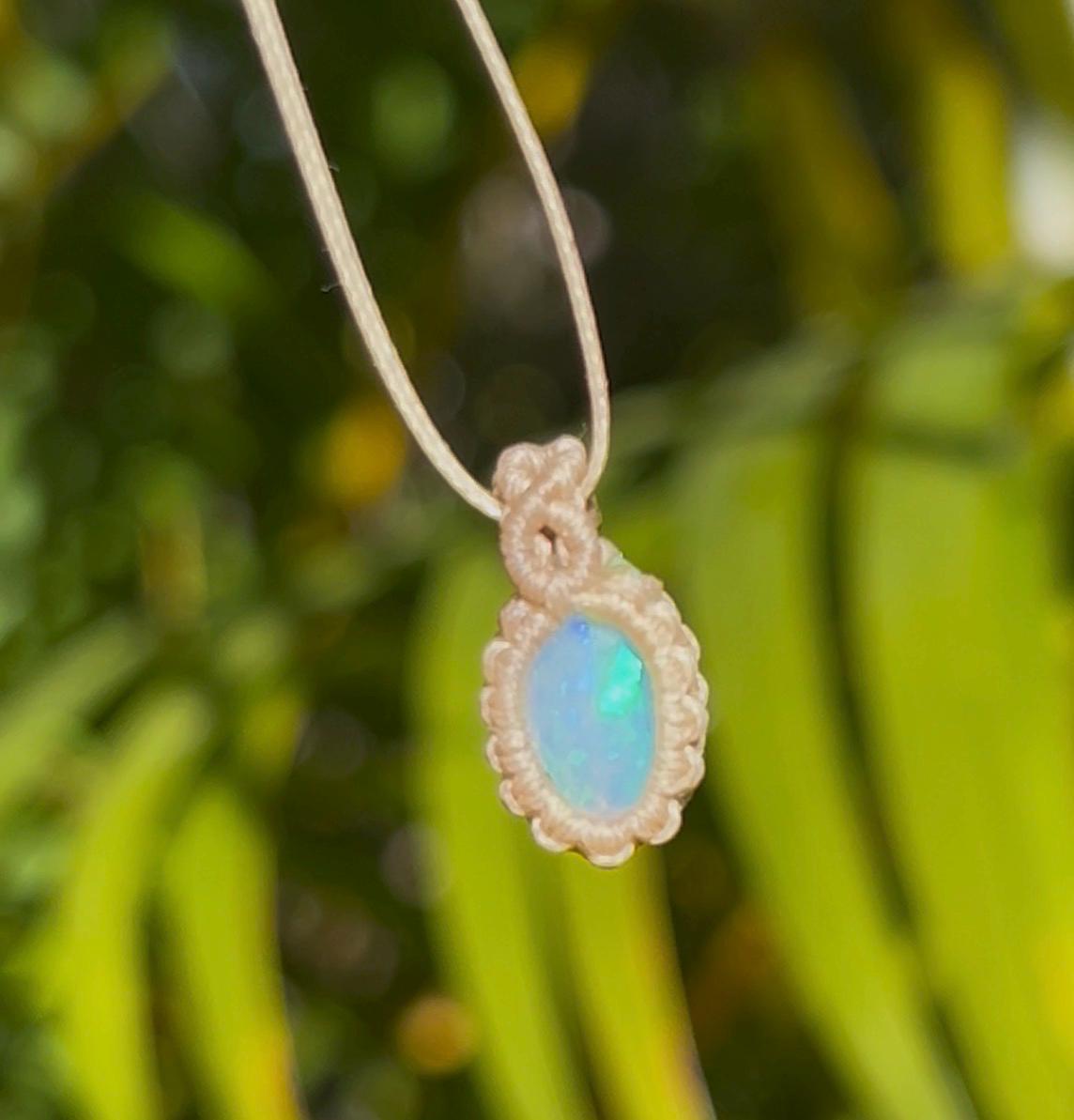 Ethiopian Opal Mini Minamalist Necklace ~ Love, Hope, Creativity