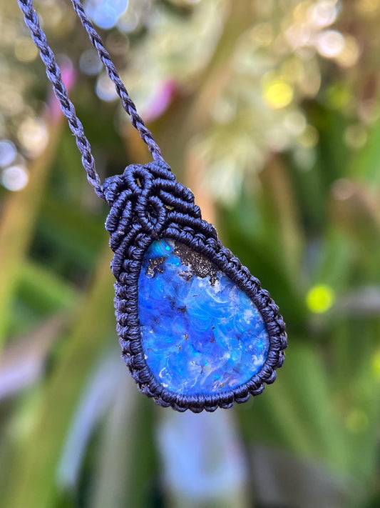 Hand-dug Queensland Boulder Opal Necklace ~ Australian Opal ~ Hand Woven