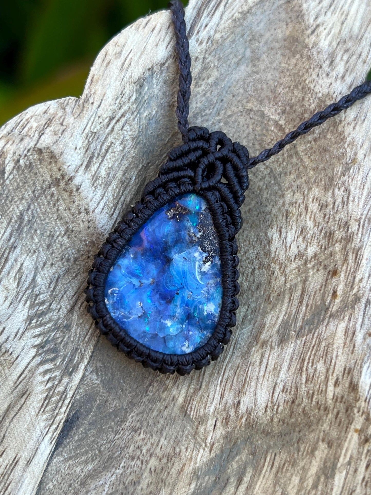 Hand-dug Queensland Boulder Opal Necklace ~ Australian Opal ~ Hand Woven