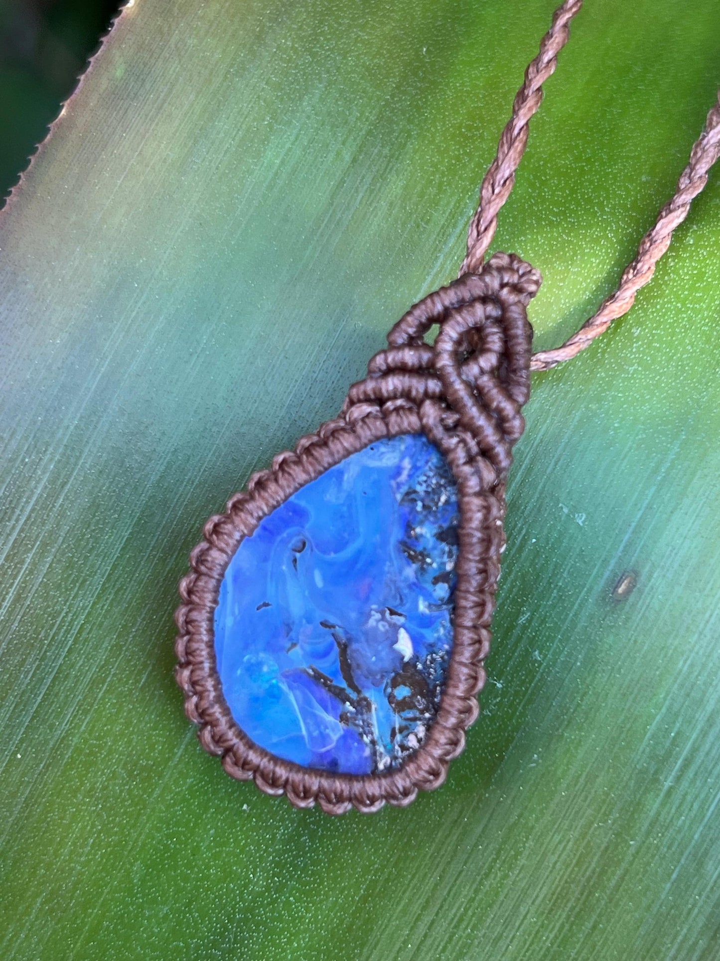 Hand-dug Queensland Boulder Opal Necklace ~ Australian Opal ~ Hand Woven
