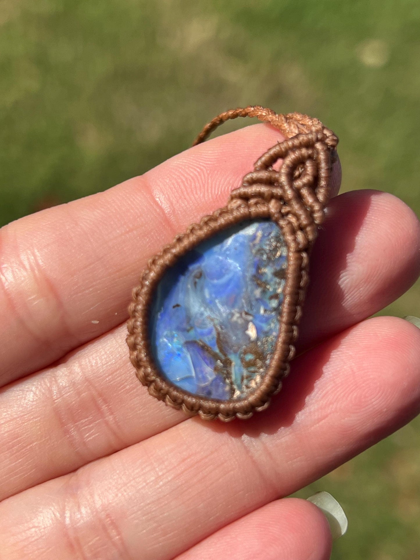 Hand-dug Queensland Boulder Opal Necklace ~ Australian Opal ~ Hand Woven