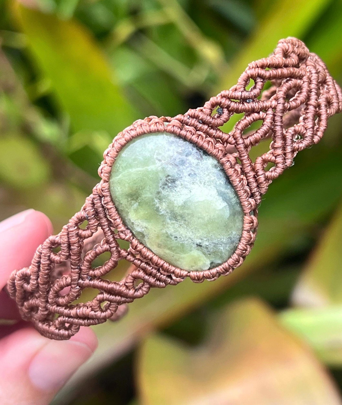 Green Garnet Micro Macramé Bracelet | Unisex Crystal Bracelet | Prosperity & Growth Stone | Handmade Australian Jewellery