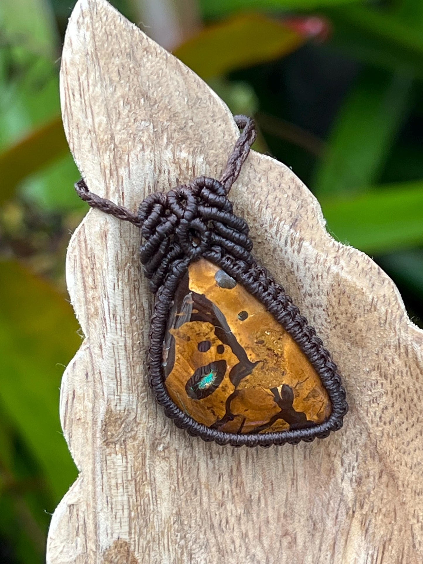 Hand-dug Queensland Boulder Opal Necklace ~ Australian Opal ~ Hand Woven