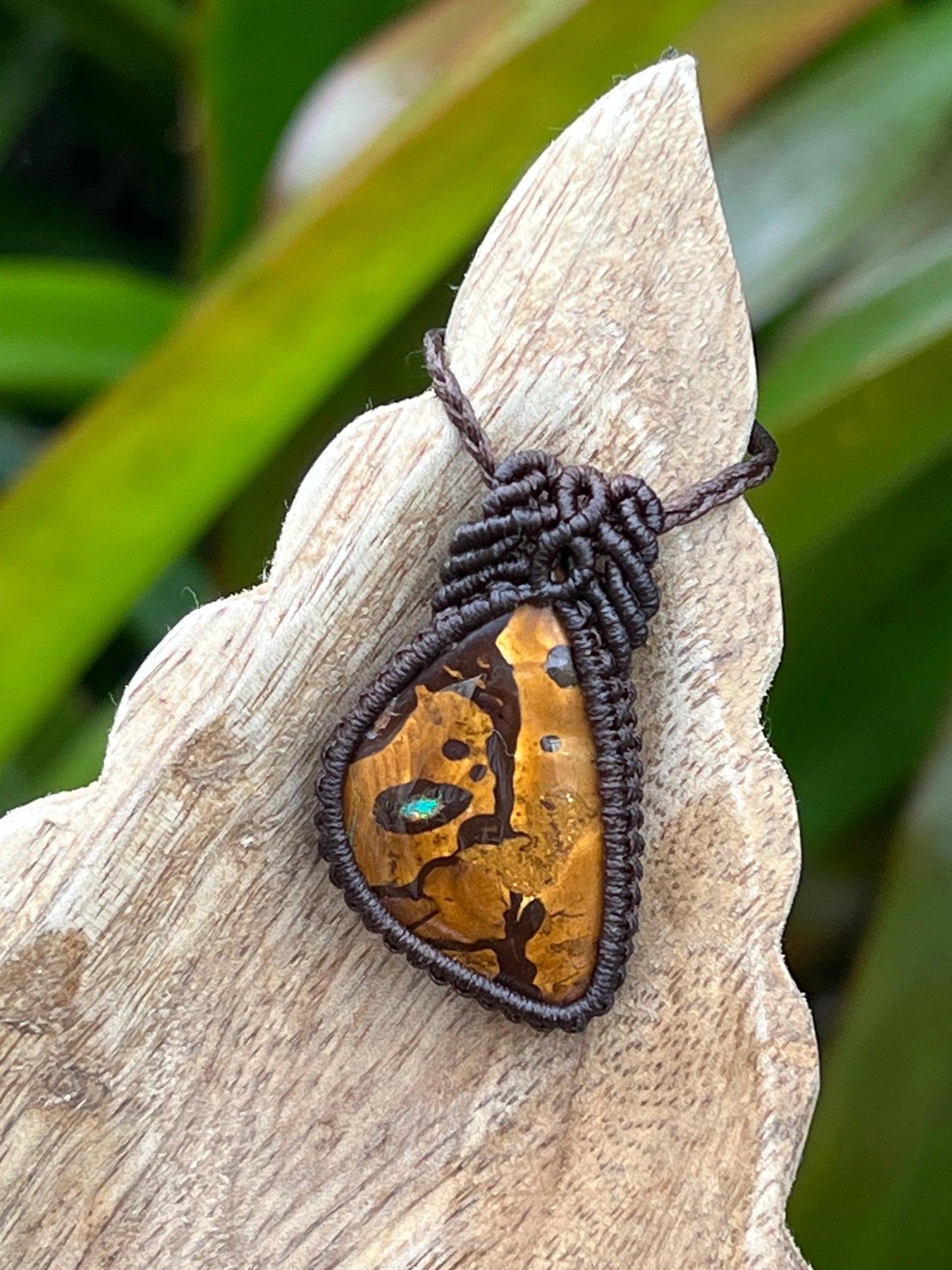 Hand-dug Queensland Boulder Opal Necklace ~ Australian Opal ~ Hand Woven
